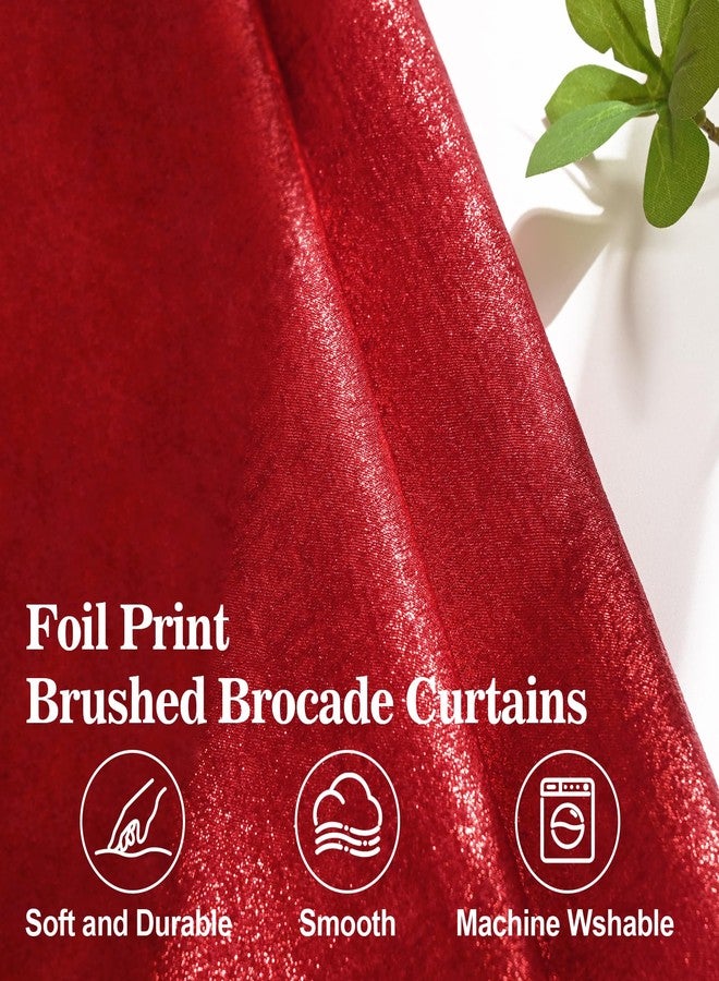 FRAMICS Red Curtains 84 inch Long, Living Room Curtains Red Foil Print Drapes for Bedroom, Light Filtering Window Treatments Rod Pocket for Christmas Decor, 52x84 inch - Image 4